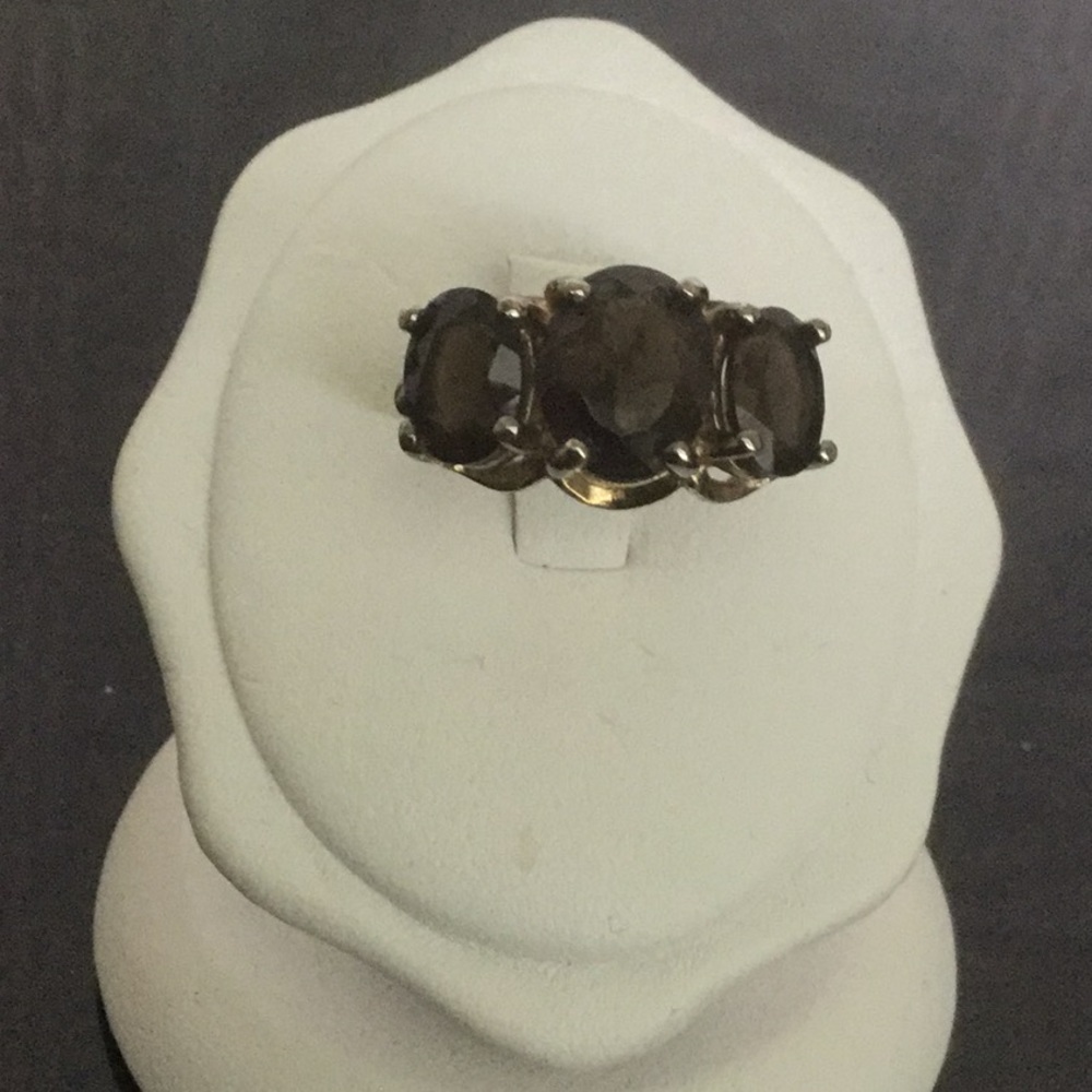 Vtg10KOver925SterlingSilverRingSize5.73StnSmkyQtz